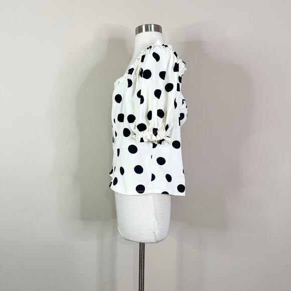 Eloquii | Polka Dot White Black Puff Sleeve Off Shoulder Plus Size Blouse Top 1X - Picture 7 of 9